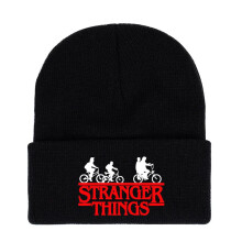 (Black, Bicycle) Autumn Stranger Things4 Winter Warm Printing Knitted Wool Hat Men Women For