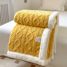 (Yellow, 200x230cm) Blanket Thickened Winter Double Sided Fluff Plush Double Layer 3d Bed Warm Sofa