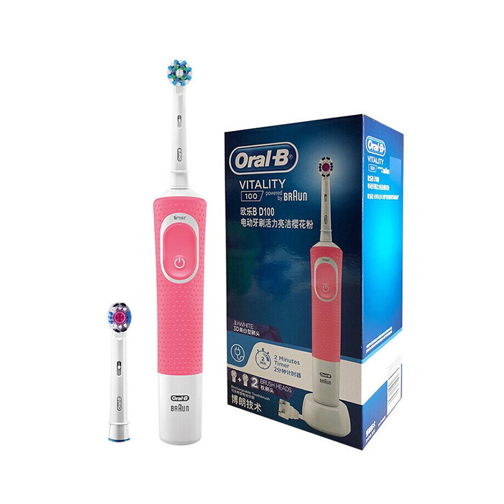 (Pink)Cepillo De Dientes EléCtrico Oralb Vitality D100 Cross Action Limpieza Color Blanco Rosa-image