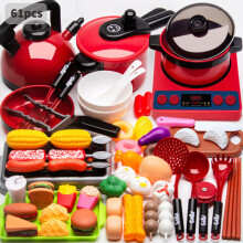 61 stuks Kinder Speelgoed Kinderkeuken Kookgerei Potten Pannen Accessoires Set