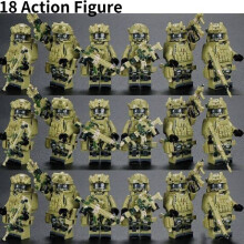 (Green Action Figure)18 Stck. Bausteine Militär Figuren Polizei Spezialeinheiten Puppen Puzzle Spielzeug