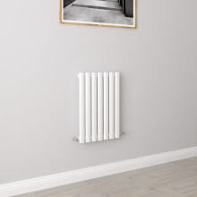 (Single 600x413mm, White) Designer Oval Column Radiator Central Heating