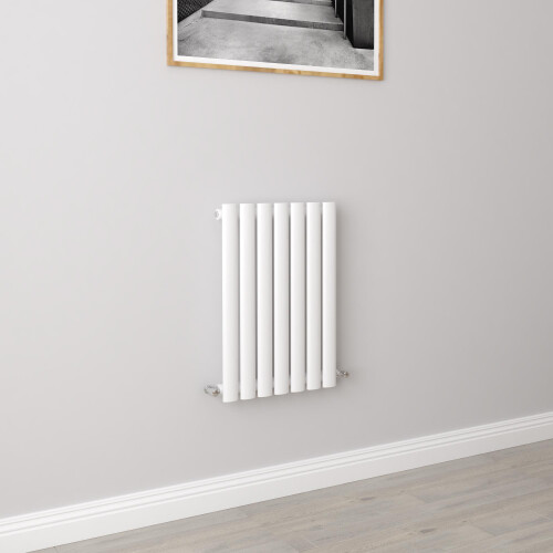 AICA (Single 600x413mm, White) Designer Oval Column Radiator Central Heating