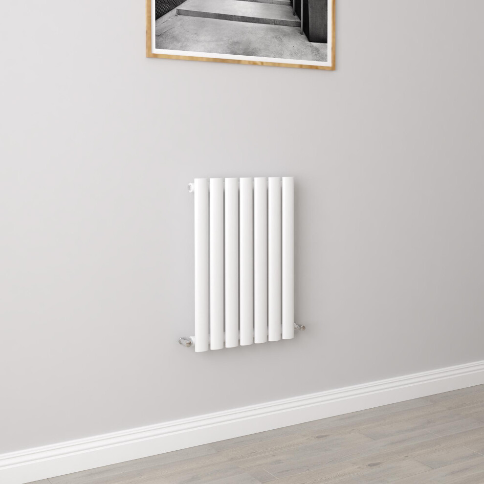 (Single 600X413mm, White) Designer Oval Column Radiator Central Heating 5031030191845