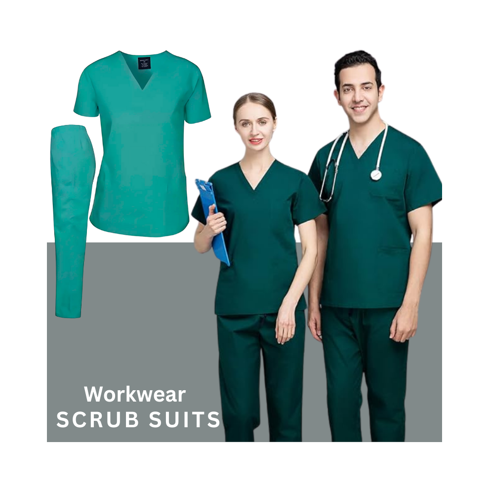 Jade Green 2Pcs Medical Scrubs Suit Set For Doctors V-neck Top XL