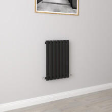 (Single 600x413mm, Black) Designer Oval Column Radiator Central Heating