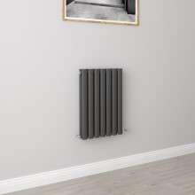 (Double 600x413mm, Anthracite) Designer Oval Column Radiator Central Heating