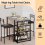 Bar Table Set with 3 Storage Shelves and Padded Cushion Stools Brown 4