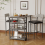 Bar Table Set with 3 Storage Shelves and Padded Cushion Stools Brown 1