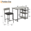 Bar Table Set with 3 Storage Shelves and Padded Cushion Stools Brown 6