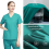 SMALL Green Medical Scrubs Set - 2pc Uniform Suit 5