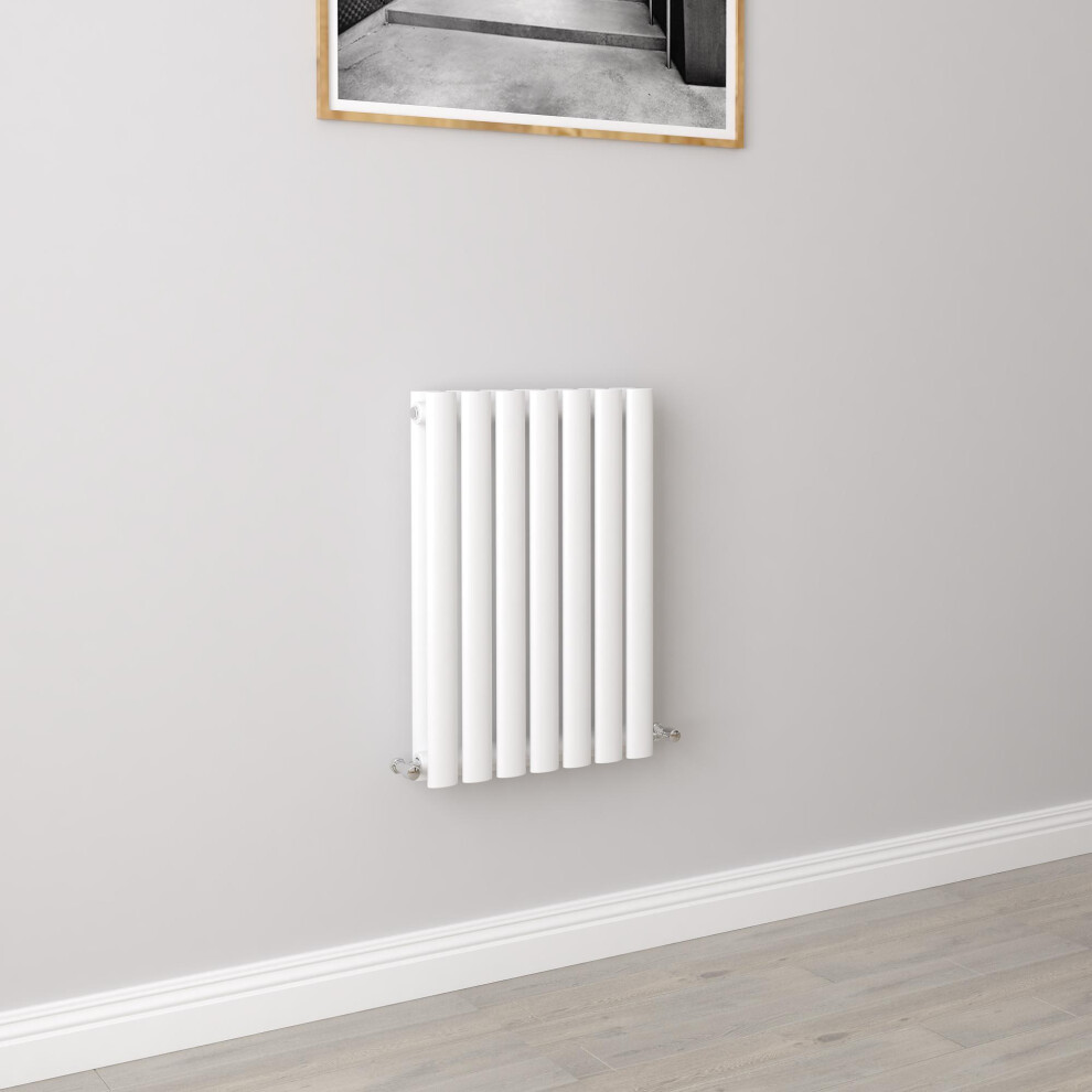 Aica (Double 600X413mm, ) Designer Oval Column Radiator Central Heating White