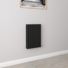 (Double 600x413mm, Black) Designer Oval Column Radiator Central Heating