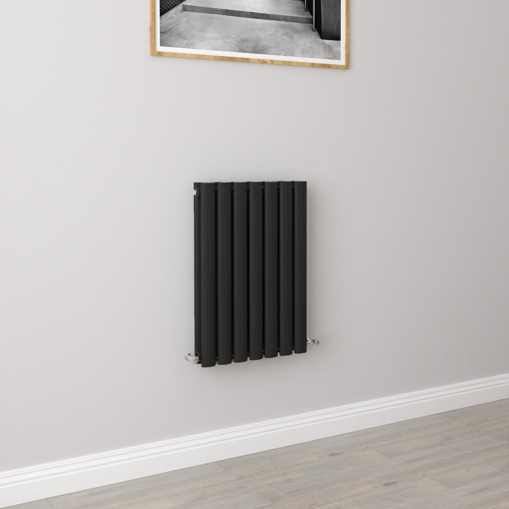 Aica (Double 600X413mm, ) Designer Oval Column Radiator Central Heating Black