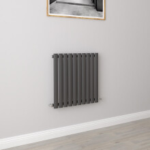 (Single 600x590mm, Anthracite) Designer Oval Column Radiator Central Heating