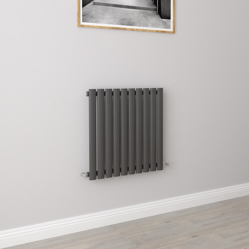 AICA (Single 600x590mm, Anthracite) Designer Oval Column Radiator Central Heating