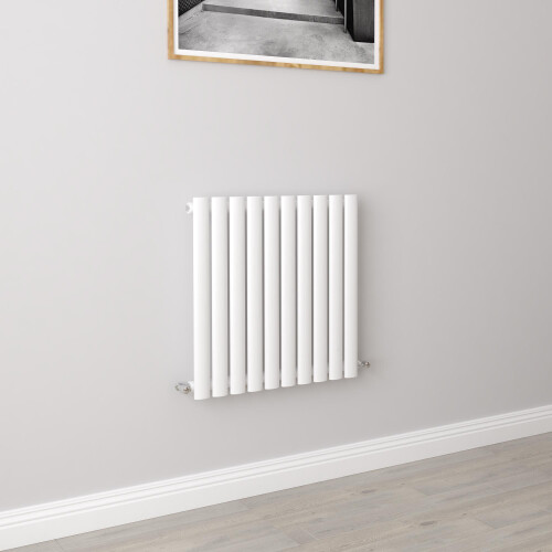 AICA (Single 600x590mm, White) Designer Oval Column Radiator Central Heating