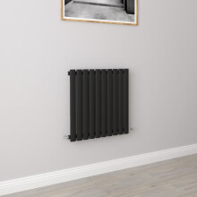 (Single 600x590mm, Black) Designer Oval Column Radiator Central Heating