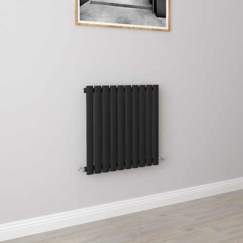 AICA (Single 600x590mm, Black) Designer Oval Column Radiator Central Heating