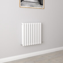 (Double 600x590mm, White) Designer Oval Column Radiator Central Heating