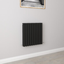 (Double 600x590mm, Black) Designer Oval Column Radiator Central Heating