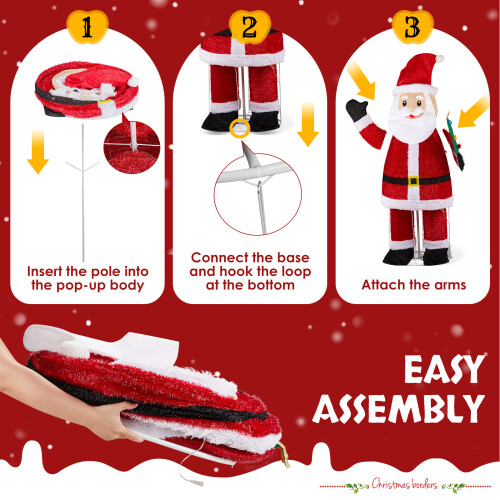 6FT Lighted Santa Christmas Decorations,Pre-lit Pull Up Santa Ornament 2