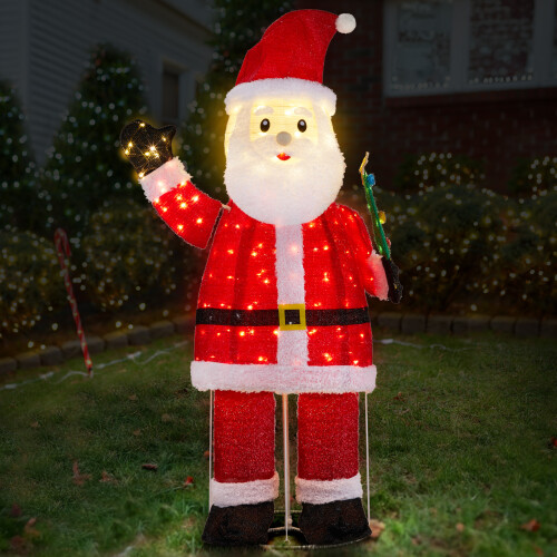 6FT Lighted Santa Christmas Decorations,Pre-lit Pull Up Santa Ornament