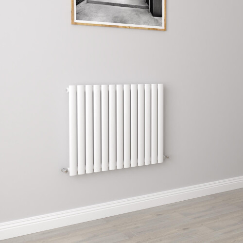 AICA (Single 600x767mm, White) Designer Oval Column Radiator Central Heating