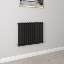 (Single 600x767mm, Black) Designer Oval Column Radiator Central Heating