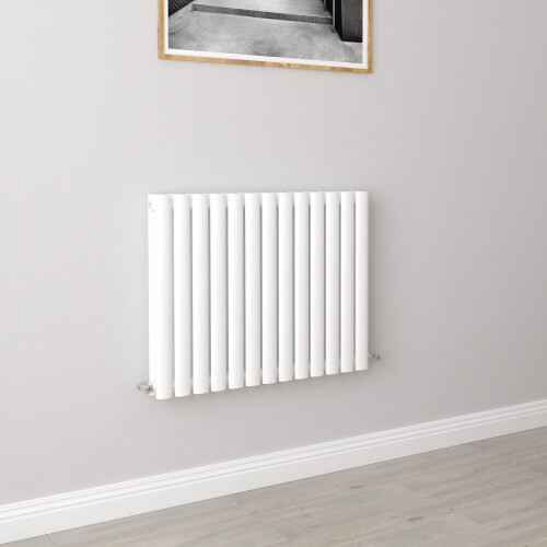 AICA (Double 600x767mm, White) Designer Oval Column Radiator Central Heating