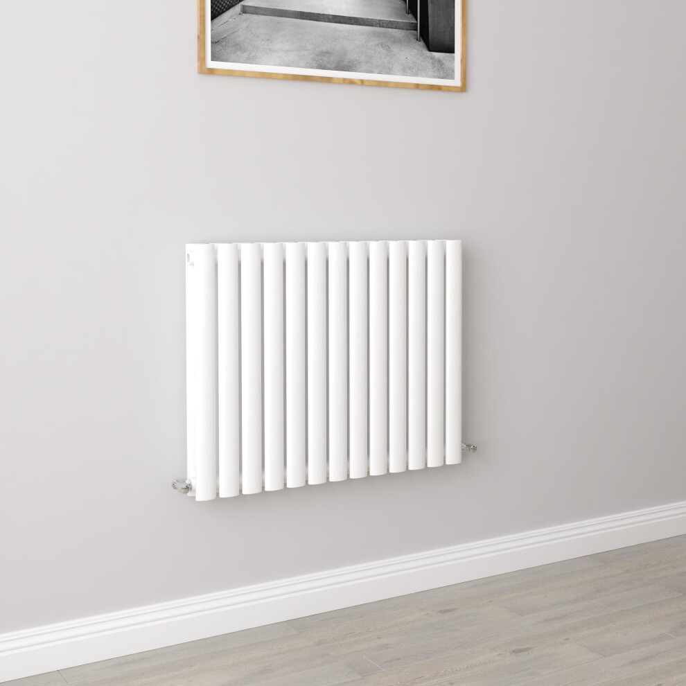 Aica (Double 600X767mm, ) Designer Oval Column Radiator Central Heating White