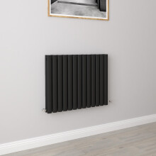 (Double 600x767mm, Black) Designer Oval Column Radiator Central Heating