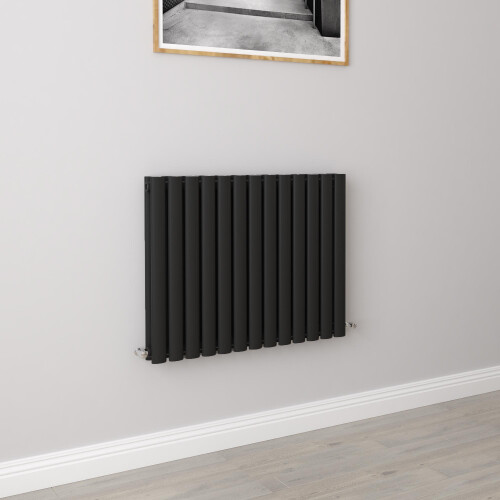 AICA (Double 600x767mm, Black) Designer Oval Column Radiator Central Heating