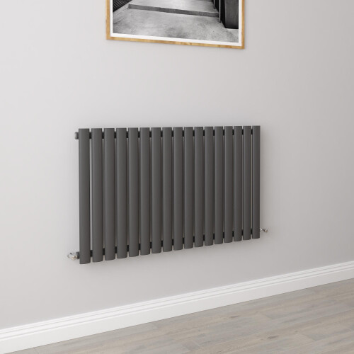 AICA (Single 600x1003mm, Anthracite) Designer Oval Column Radiator Central Heating