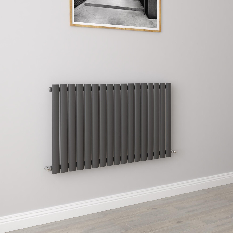 Aica (Single 600X1003mm, ) Designer Oval Column Radiator Central Heating Anthracite