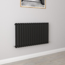 (Single 600x1003mm, Black) Designer Oval Column Radiator Central Heating