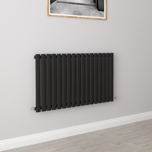 AICA (Single 600x1003mm, Black) Designer Oval Column Radiator Central Heating