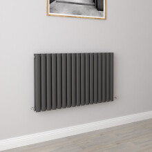 (Double 600x1003mm, Anthracite) Designer Oval Column Radiator Central Heating