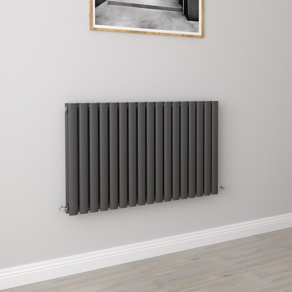 Aica (Double 600X1003mm, ) Designer Oval Column Radiator Central Heating Anthracite