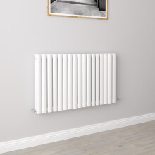 (Double 600x1003mm, White) Designer Oval Column Radiator Central Heating