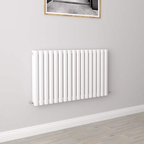 AICA (Double 600x1003mm, White) Designer Oval Column Radiator Central Heating