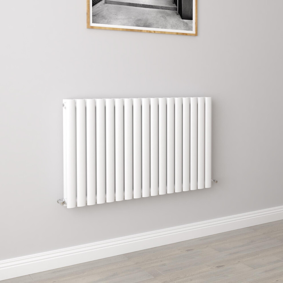 Aica (Double 600X1003mm, ) Designer Oval Column Radiator Central Heating White