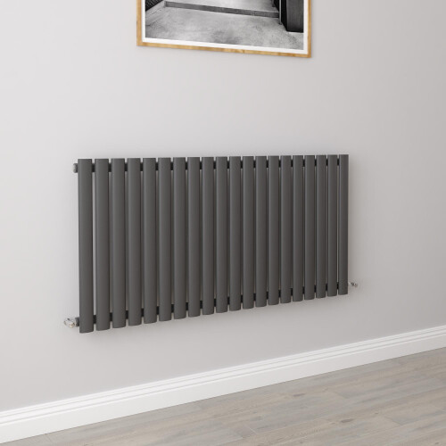AICA (Single 600x1180mm, Anthracite) Designer Oval Column Radiator Central Heating