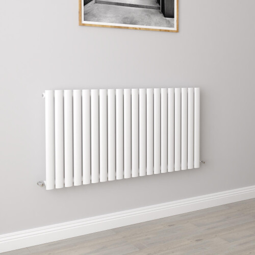 AICA (Single 600x1180mm, White) Designer Oval Column Radiator Central Heating