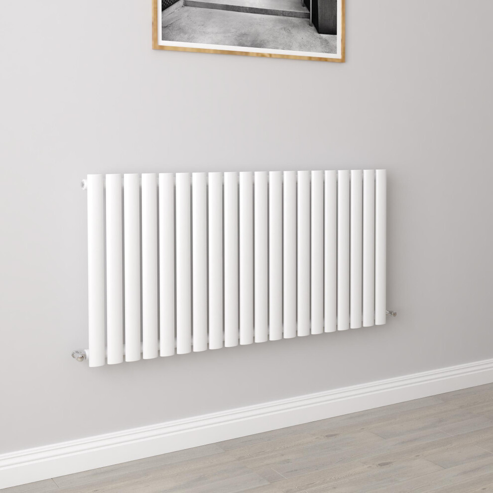Aica (Single 600X1180mm, ) Designer Oval Column Radiator Central Heating White