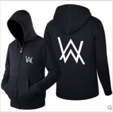 (Black,M)Felpa con cappuccio luminosa Alan Walker Dj uomo donna giacca maglione zip abbigliamento sportivo