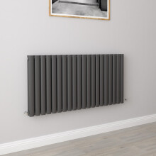 (Double 600x1180mm, Anthracite) Designer Oval Column Radiator Central Heating