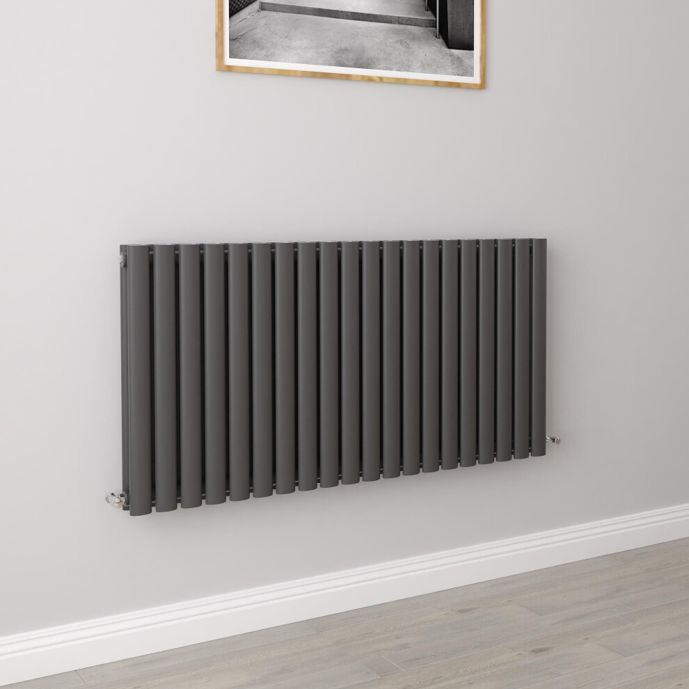 (Double 600X1180mm, Anthracite) Designer Oval Column Radiator Central Heating 5031030192101