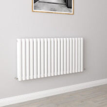 (Double 600x1180mm, White) Designer Oval Column Radiator Central Heating
