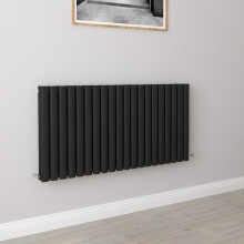 (Double 600x1180mm, Black) Designer Oval Column Radiator Central Heating